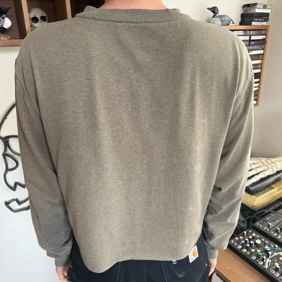 Carhartt Winter Moss Cropped Boxy L/S Henley Pocket Tee K128 G39 ~ Size S - Picture 4 of 6